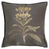 Estetica Poszewki I Poduszki Dekoracyjne^Poszewka welurowa z motywem roślinnym szara HERBS 45x45 cm