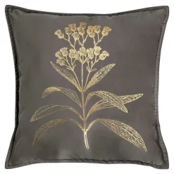 Estetica Poszewki I Poduszki Dekoracyjne^Poszewka welurowa z motywem roślinnym szara HERBS 45x45 cm