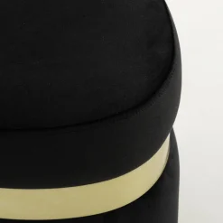 Online Puf ze złotą obręczą czarny TONDOSIL
