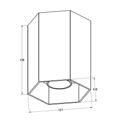 Zumaline Reflektor natynkowy o geometrycznym kształcie kolor aluminium POLYGON CL 1L