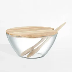 Clearance inny Salaterka z drewnianą pokrywą i sztućcami 23 cm