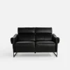 Online Trend Line Sofa 2 osobowa skórzana czarna MILANO