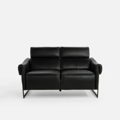 Online Trend Line Sofa 2 osobowa skórzana czarna MILANO