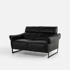 Online Trend Line Sofa 2 osobowa skórzana czarna MILANO