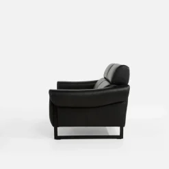Online Trend Line Sofa 2 osobowa skórzana czarna MILANO