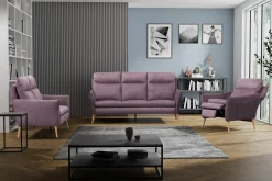New Trend Line Sofa fioletowa na drewnianych nogach NORD