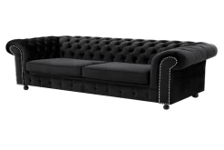 Inspire Sofy^Sofa 4-osobowa glamour czarna CHESTER