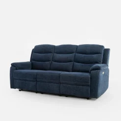 Sofy^Sofa 3-osobowa z funkcją relaks niebieska ZATRI