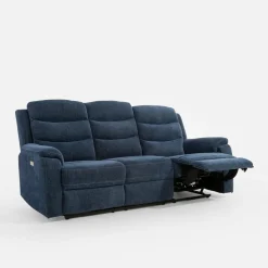Sofy^Sofa 3-osobowa z funkcją relaks niebieska ZATRI