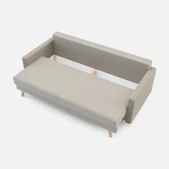 Discount Sofa rozkładana 3-osobowa beżowa LISA