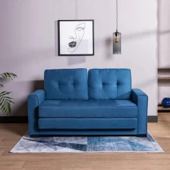 Sofy^Sofa rozkładana 2-osobowa niebieska WARIANO