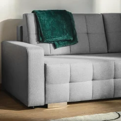 Sale Sofa rozkładana z pikowaniem jasnoszara LILA
