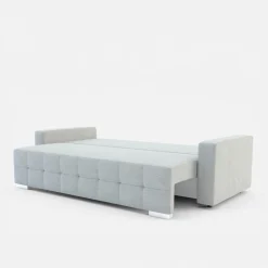 Sale Sofa rozkładana z pikowaniem jasnoszara LILA