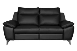Trend Line Sofa skórzana 2-osobowa czarna PERLE