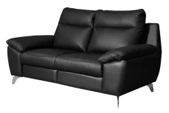 Trend Line Sofa skórzana 2-osobowa czarna PERLE