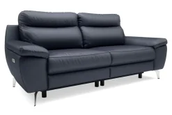 Trend Line Sofy^Sofa skórzana z funkcją relaks granatowa PERLE
