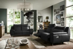 Online Trend Line Sofa skórzana z funkcją relaks czarna PERLE