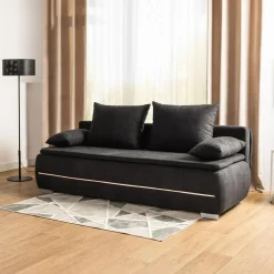 Mavik Sofy^Sofa z listwą led czarna TEKLA
