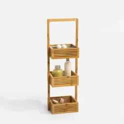 Outlet inny Stojak łazienkowy bambusowy 3-poziomowy 23x19x70 cm