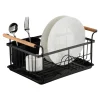 Prima Cucina Suszarki I Ociekacze^Suszarka do naczyń z drewnianymi uchwytami czarna 36x26x16,5 cm