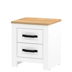 Discount Szafka nocna z szufladami biała LANZETTE 2S