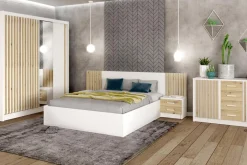 Outlet Szafka nocna z szufladami biała LAMELLO