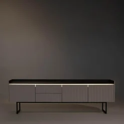 LENART Szafki Rtv|Szafki^Szafka RTV ryflowana z oświetleniem LAGO 192 cm