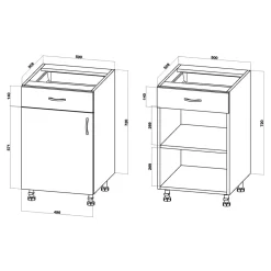 inny Szafki Kuchenne^Szafka stojąca z szufladą BASIC PLUS BP/D50SR1 smoke green