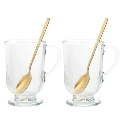 Szklanki I Kubki^Szklanka na stópce WERONA, kpl. 2 szt. z łyżeczkami 310 ml