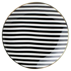 Best inny Talerz deserowy porcelanowy w czarno-białe paski 20 cm