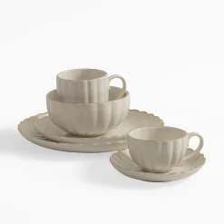 inny Talerz deserowy porcelanowy ZŁOTY RANT 20,3 cm