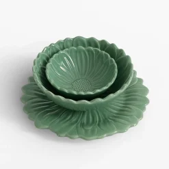 Sale inny Talerz deserowy zielony kwiatek 21 cm