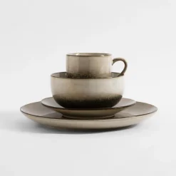 inny Talerze^Talerz obiadowy brązowo-beżowy ZORA 26,6 cm