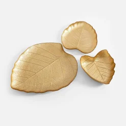 inny Miski, Patery I Półmiski^Talerz złoty LIŚĆ 28 cm