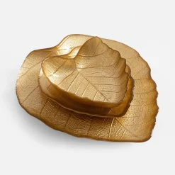 inny Miski, Patery I Półmiski^Talerz złoty LIŚĆ 28 cm