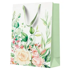 Paw Pakowanie Prezentów^Torba prezentowa zielona FLORAL MOMENTS BIG 30x41 cm