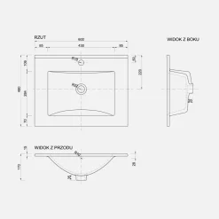 Hot inny Umywalka wpuszczana w blat PLAN 60 cm