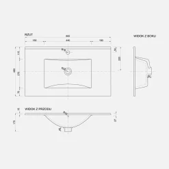 inny Umywalki I Baterie|Umywalki I Baterie^Umywalka wpuszczana w blat PLAN 80 cm