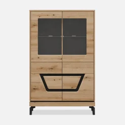 Online Furni Home Witryna niska z czarnym dekorem KRIS