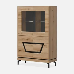 Online Furni Home Witryna niska z czarnym dekorem KRIS
