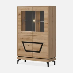 Online Furni Home Witryna niska z czarnym dekorem KRIS