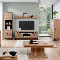 Online Furni Home Witryna niska z czarnym dekorem KRIS
