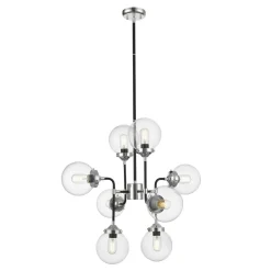 Zumaline Żyrandole|Lampy Wiszące^Żyrandol czarno-srebrny RIANO 76 cm klosz transparentny