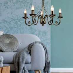 inny Żyrandole|Lampy Wiszące^Żyrandol świecznikowy retro czarno-złoty DONATO