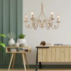 inny Żyrandole|Lampy Wiszące^Żyrandol świecznikowy retro biało-złoty DONATO