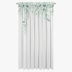 Online Eurofirany Zasłona do salonu biało-zielona BETSY 350x250 cm