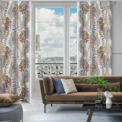 New Eurofirany Zasłona do salonu brązowa-złota KATE 140x250 cm