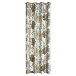 New Eurofirany Zasłona do salonu w liście brązowo-złota KORFU 140x250 cm