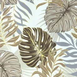 New Eurofirany Zasłona do salonu w liście brązowo-złota KORFU 140x250 cm