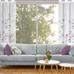 Online Eurofirany Zasłona na przelotkach biało-różowa ANTEA 140x250 cm
